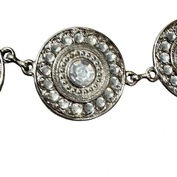 Silver Medallion Crystal Adorned Chain Belt For Women Boho, Western, Cowgirl - Picture 6 of 15